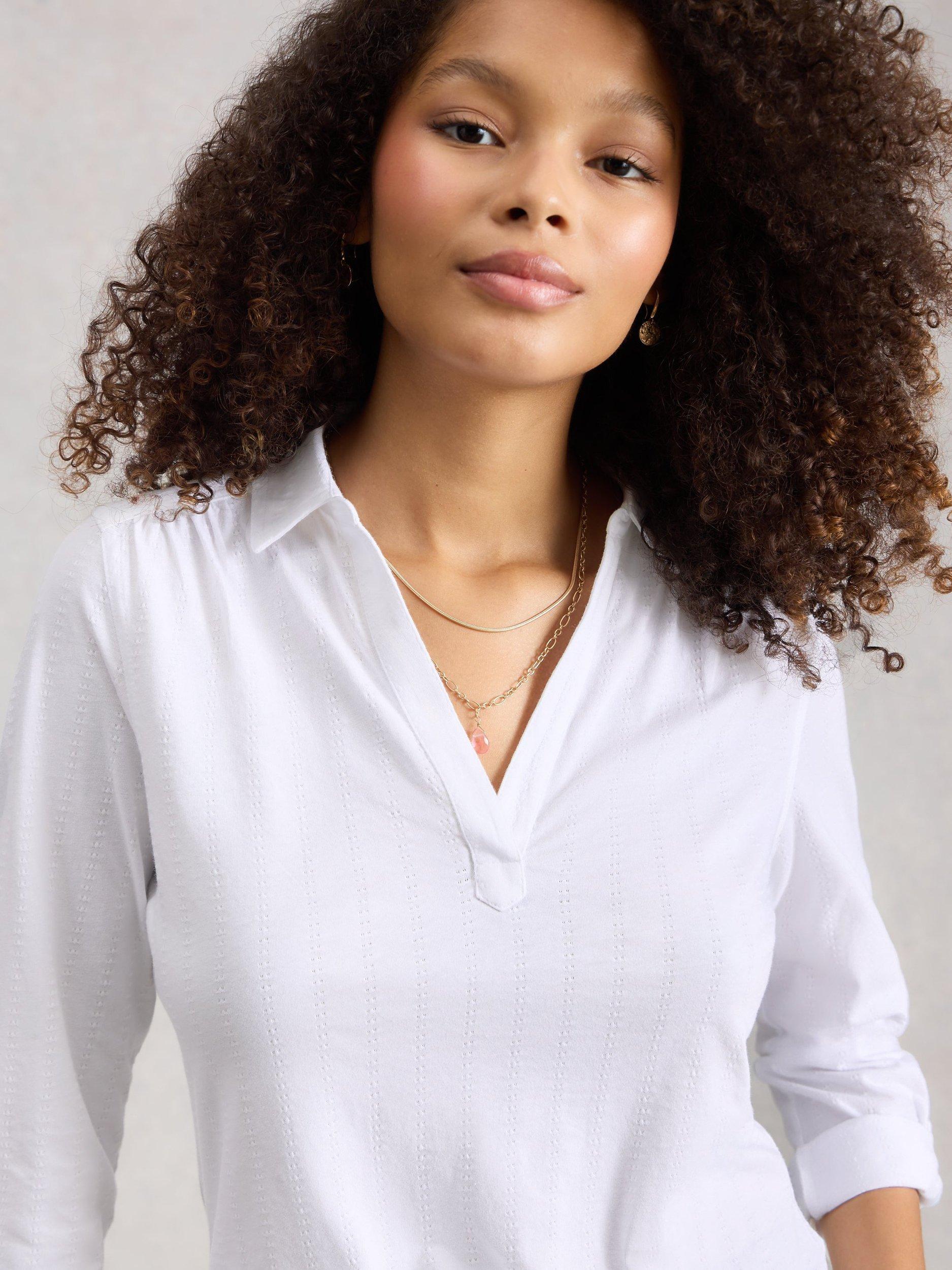 Product image 4 of 6, which shows White Stuff Allie Textured Shirt, White, 6