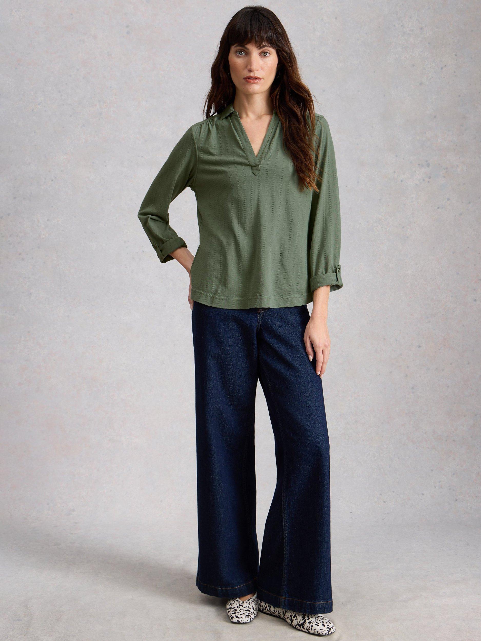 Product image 1 of 6, which shows White Stuff Allie Textured Shirt, Khaki, 6