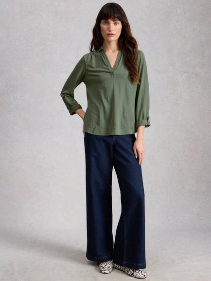 White Stuff Allie Textured Shirt, Khaki