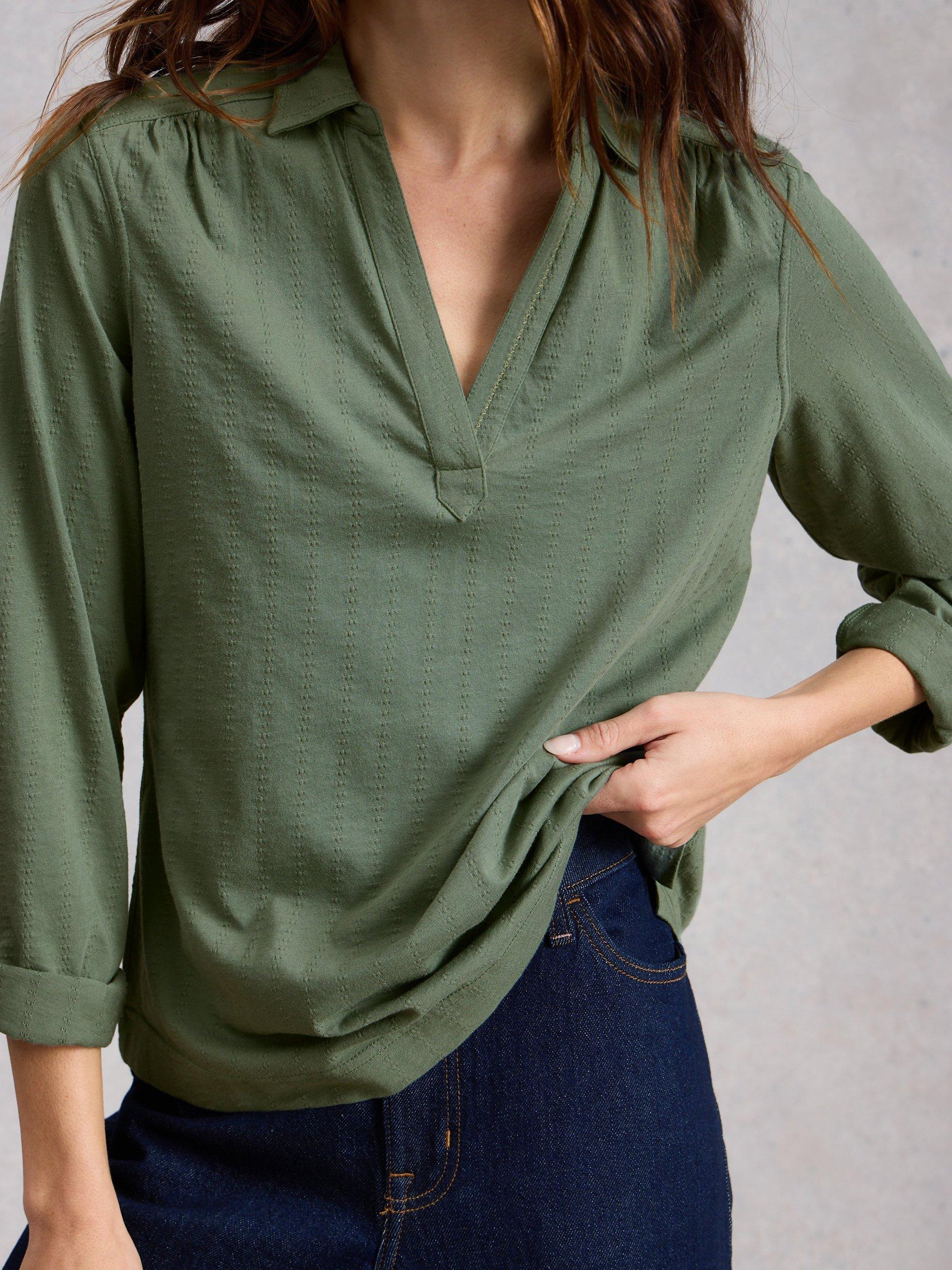 Product image 3 of 6, which shows White Stuff Allie Textured Shirt, Khaki, 6