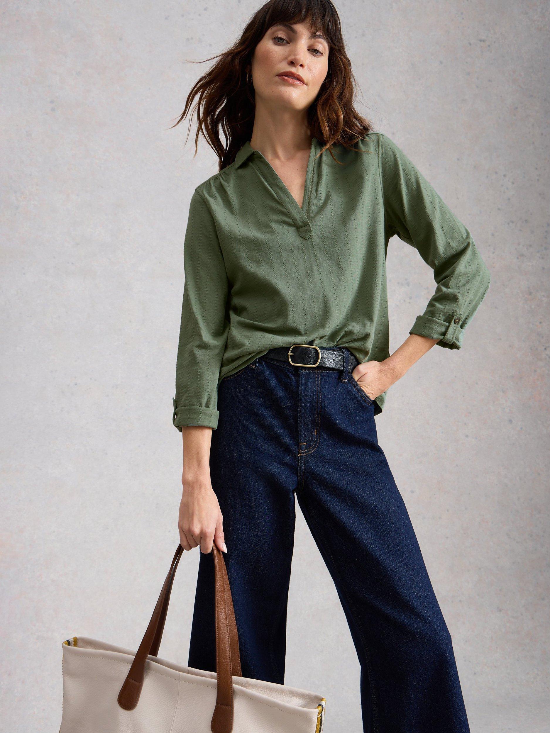 Product image 4 of 6, which shows White Stuff Allie Textured Shirt, Khaki, 6