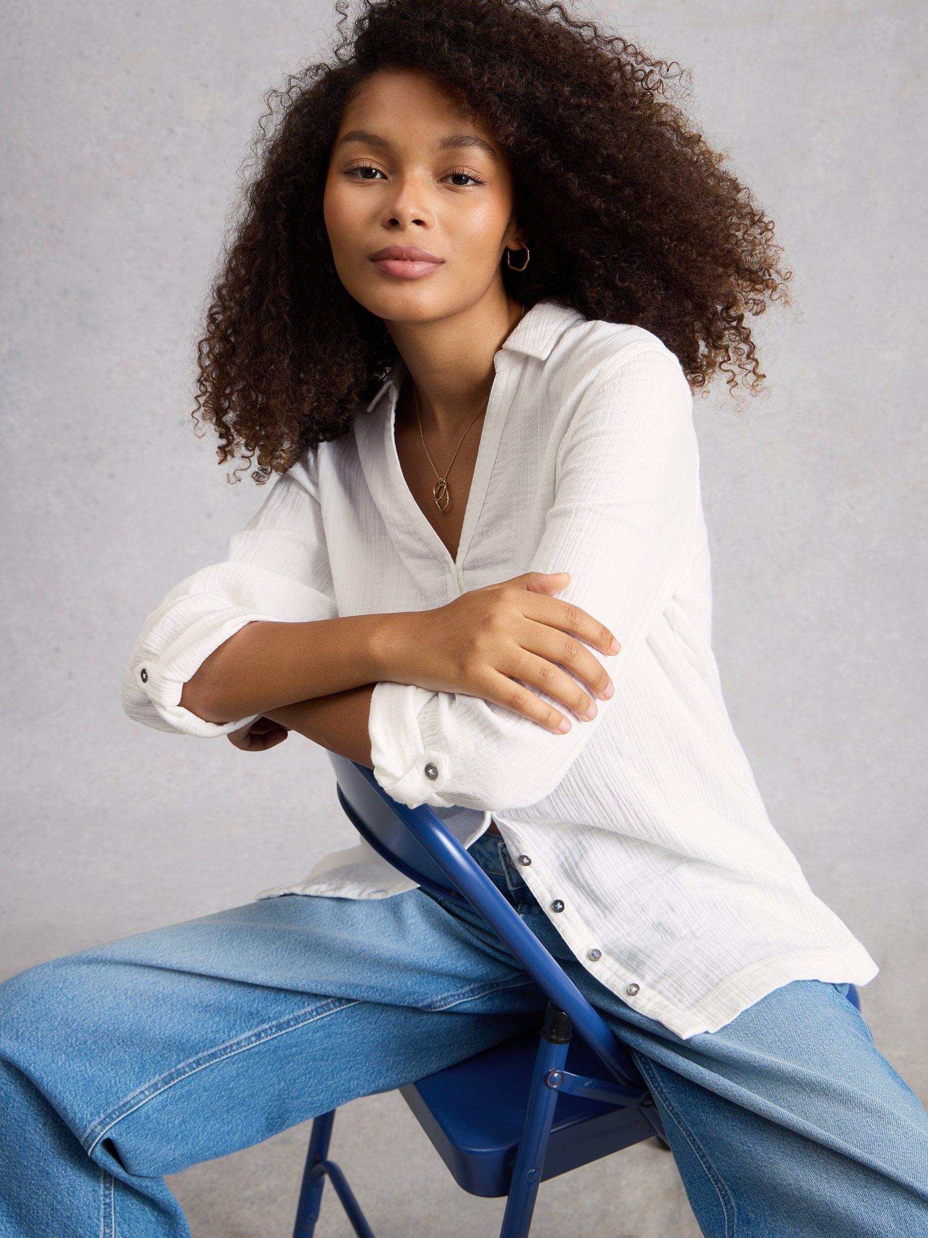 Product image 4 of 6, which shows White Stuff Annie Organic Cotton Shirt, White, 6