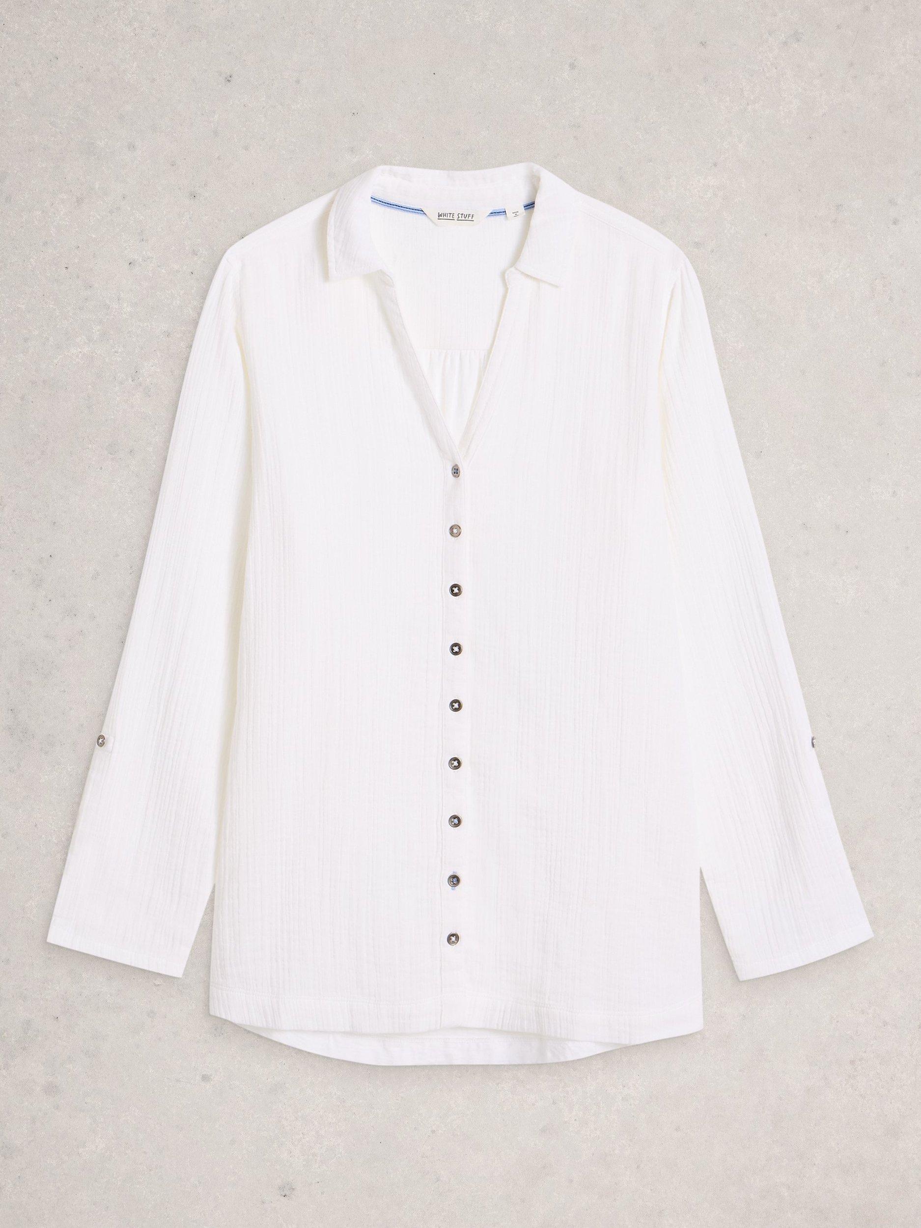 Product image 5 of 6, which shows White Stuff Annie Organic Cotton Shirt, White, 6