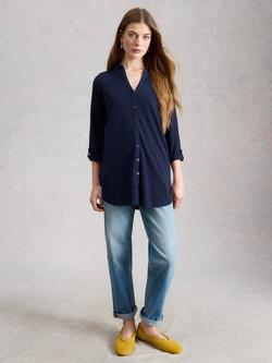 White Stuff Annie Jersey Longline Shirt, Navy, Navy