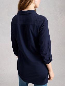 White Stuff Annie Jersey Longline Shirt, Navy - view 2, Navy