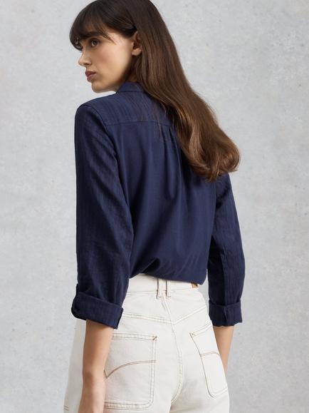 White Stuff Annie Jersey Longline Shirt, Navy - view 2, Navy