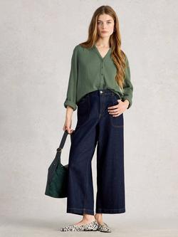 White Stuff Annie Double Cloth Shirt, Green Khaki, Green Khaki