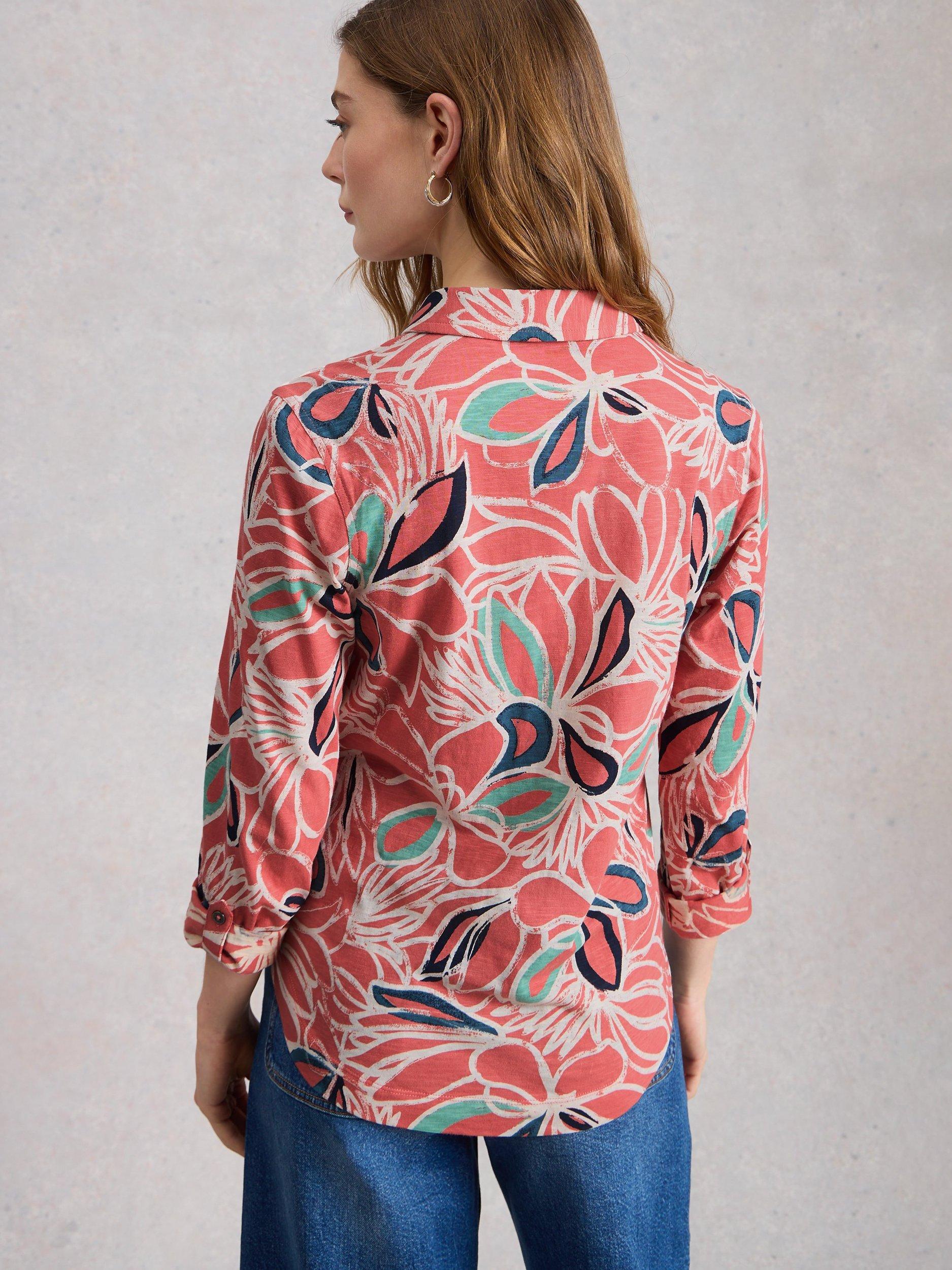 Product image 2 of 6, which shows White Stuff Annie Abstract Jersey Shirt, Pink/Multi, 6