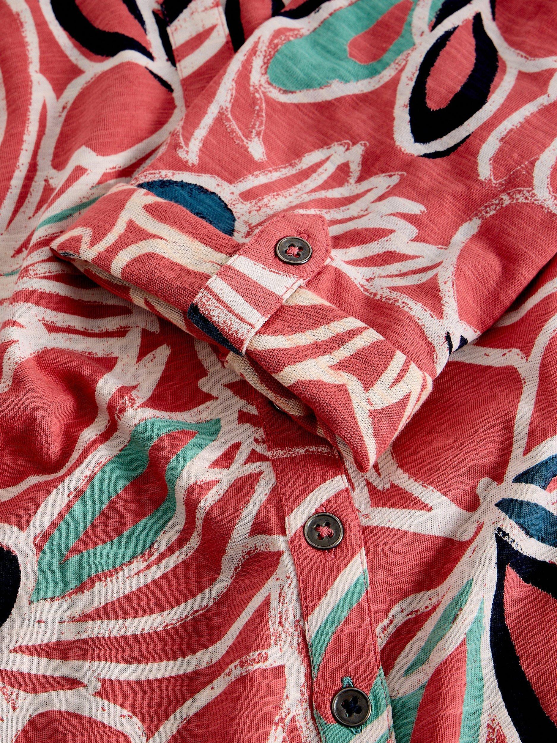Product image 6 of 6, which shows White Stuff Annie Abstract Jersey Shirt, Pink/Multi, 6