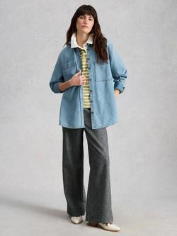 White Stuff Lydia Long Sleeve Denim Shirt, Blue, Blue