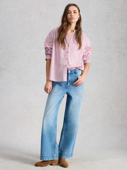 White Stuff Sadie Cotton Poplin Boyfriend Shirt, Pink