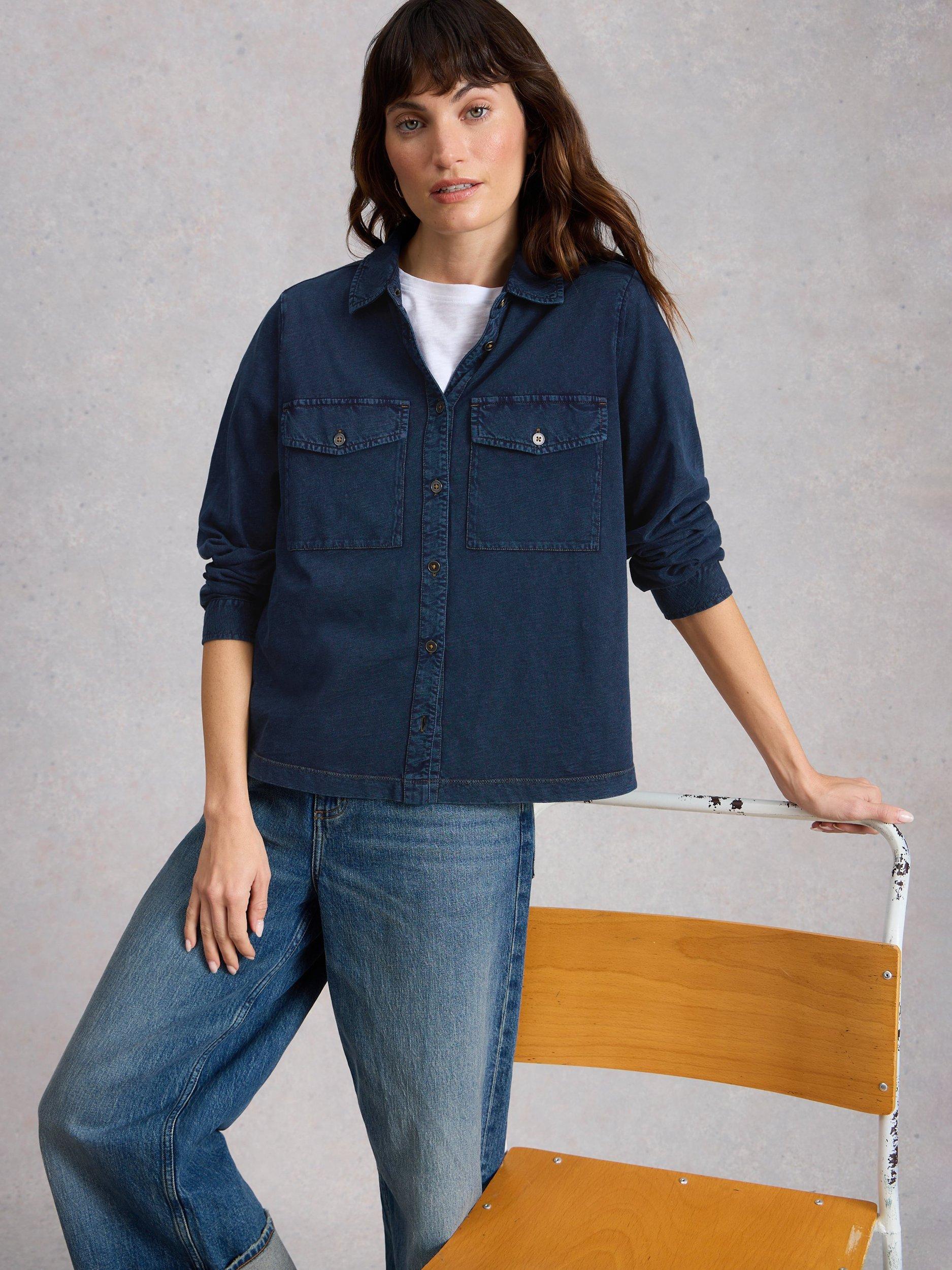 Product image 4 of 6, which shows White Stuff Una Pocket Utility Shirt, Blue, 6