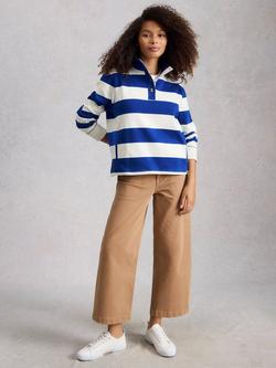 White Stuff Bobby Organic Cotton Striped Jumper, Blue/White, Blue/White