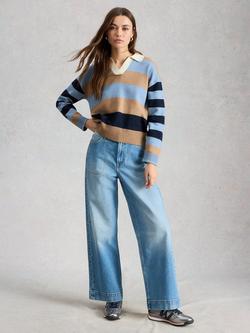 White Stuff Rochelle Stripe Rugby Jumper, Light Blue/Multi, Light Blue/Multi