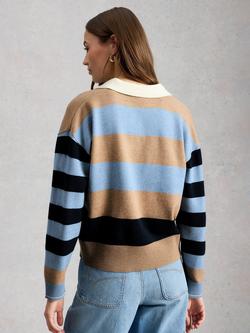 White Stuff Rochelle Stripe Rugby Jumper, Light Blue/Multi - view 2, Light Blue/Multi