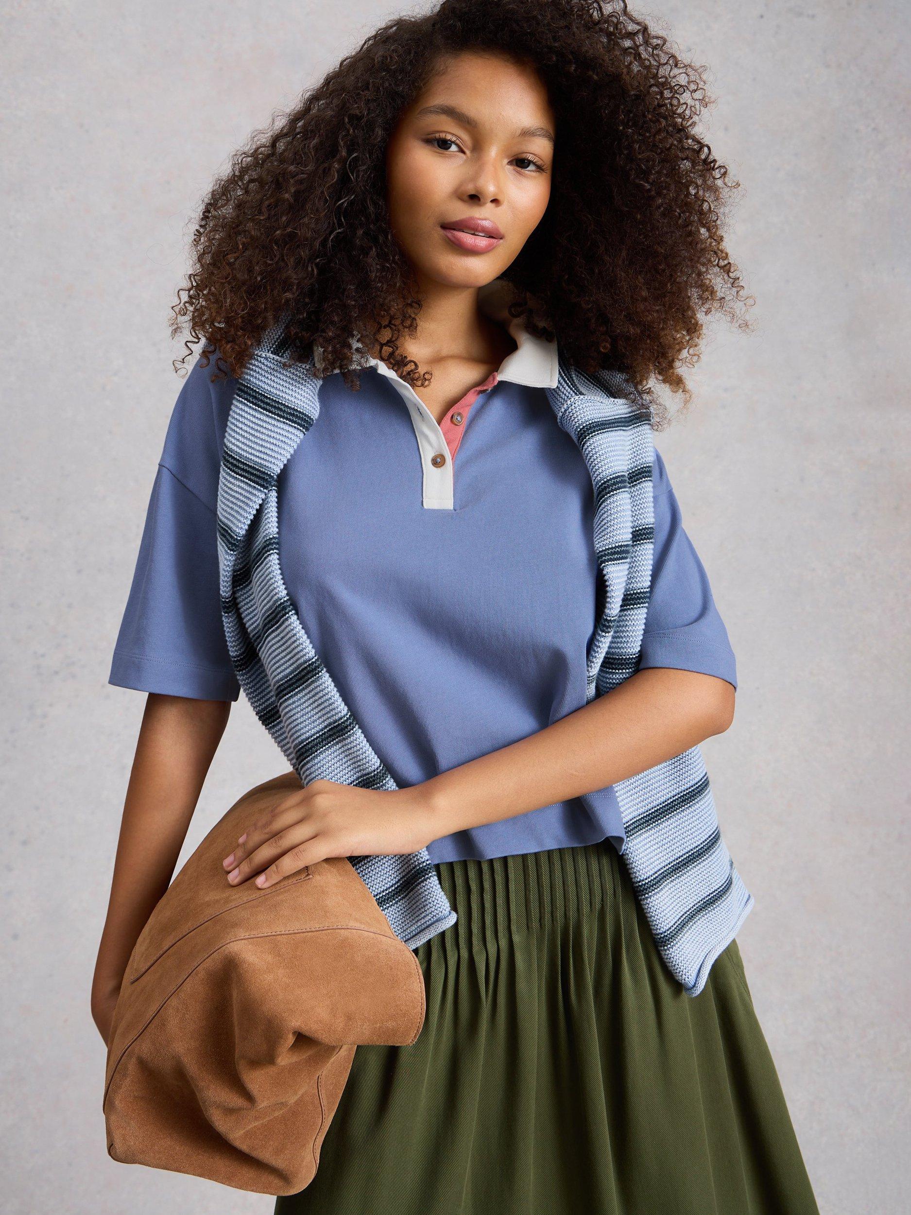 Product image 4 of 6, which shows White Stuff Ruby Organic Cotton Shirt, Blue, 6