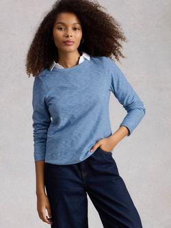 White Stuff Clara Textured Stripe Top, Blue, Blue