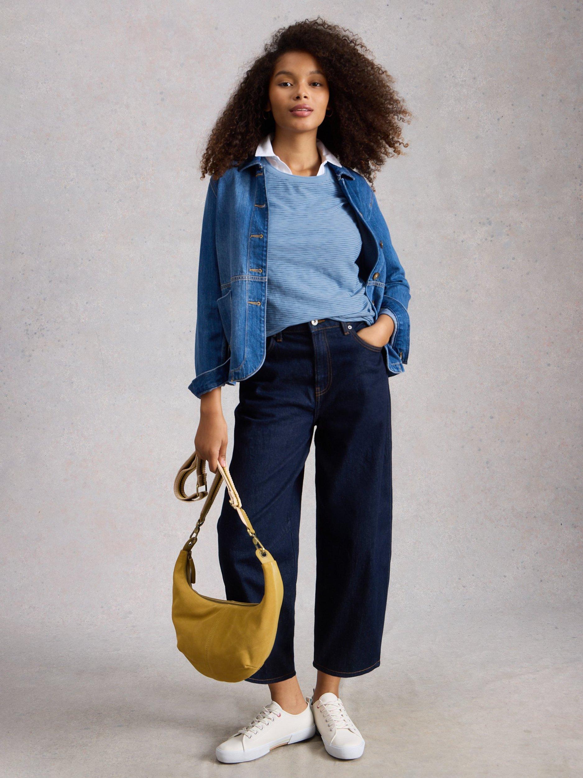 Product image 3 of 6, which shows White Stuff Clara Textured Stripe Top, Blue, 6