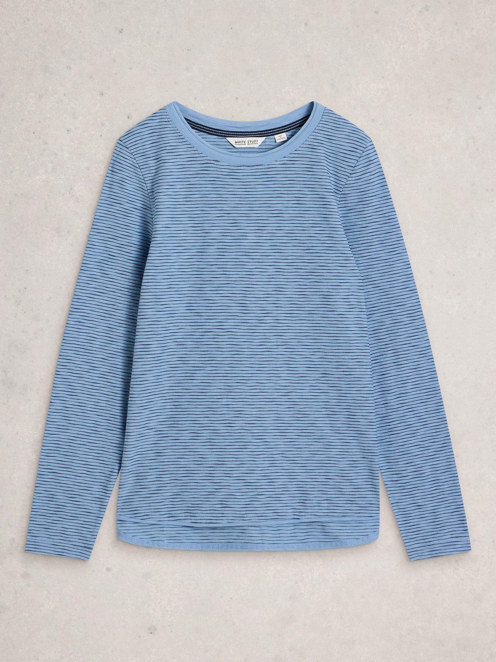 Product image 5 of 6, which shows White Stuff Clara Textured Stripe Top, Blue, 6