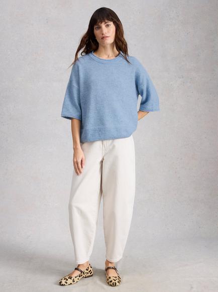 White Stuff Kate Knitted T-Shirt, Blue, Blue