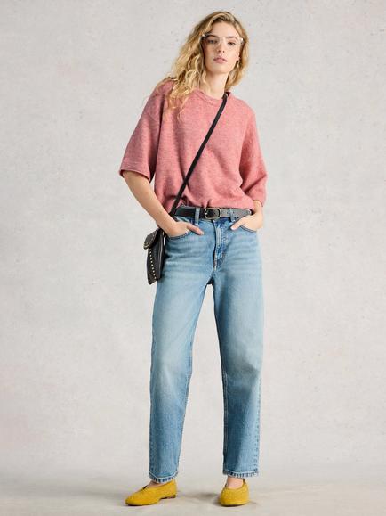 White Stuff Kate Knitted T-Shirt, Mid Pink