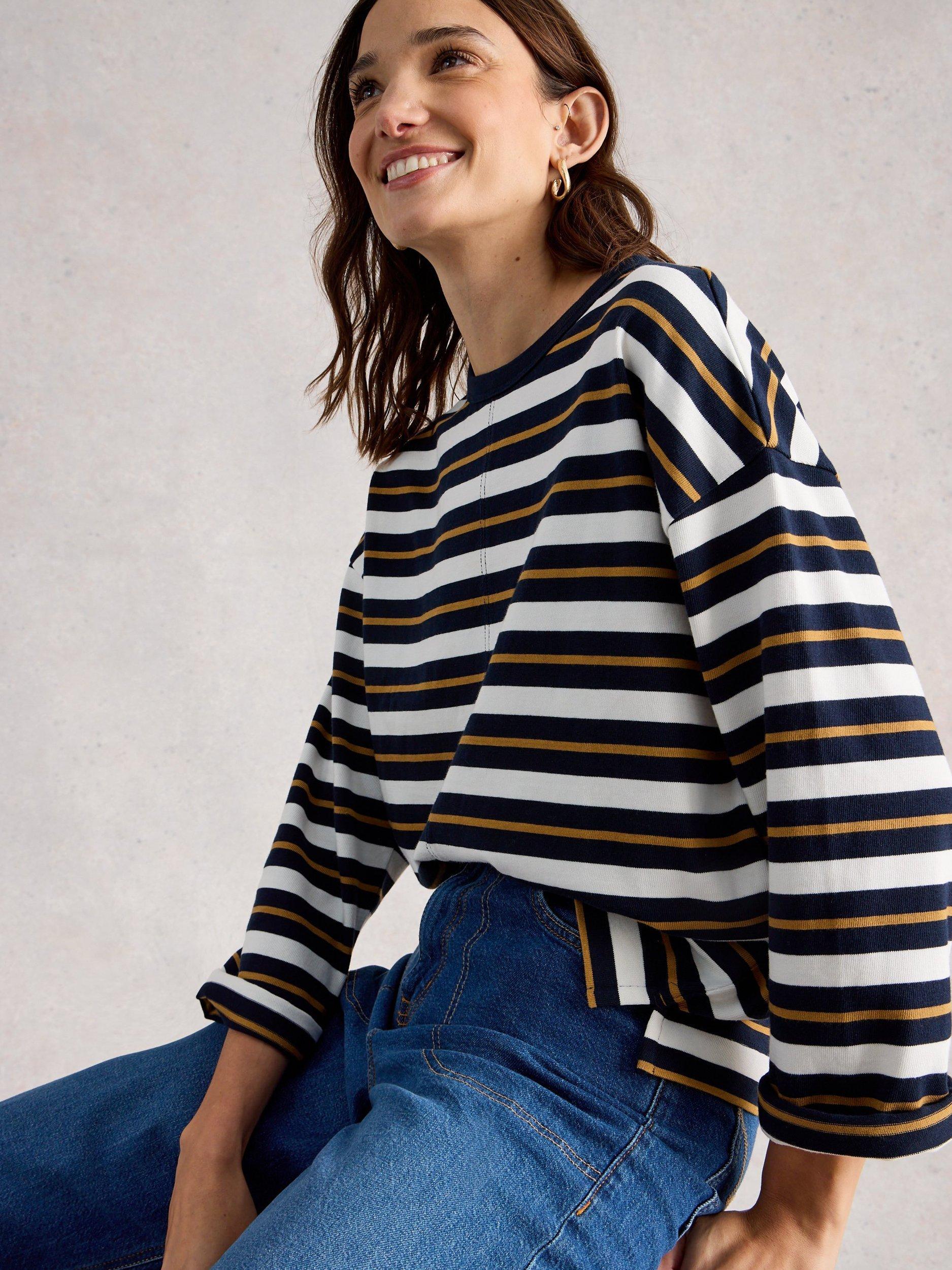 Product image 4 of 6, which shows White Stuff Kim Stripe Top, Blue/Multi, 6