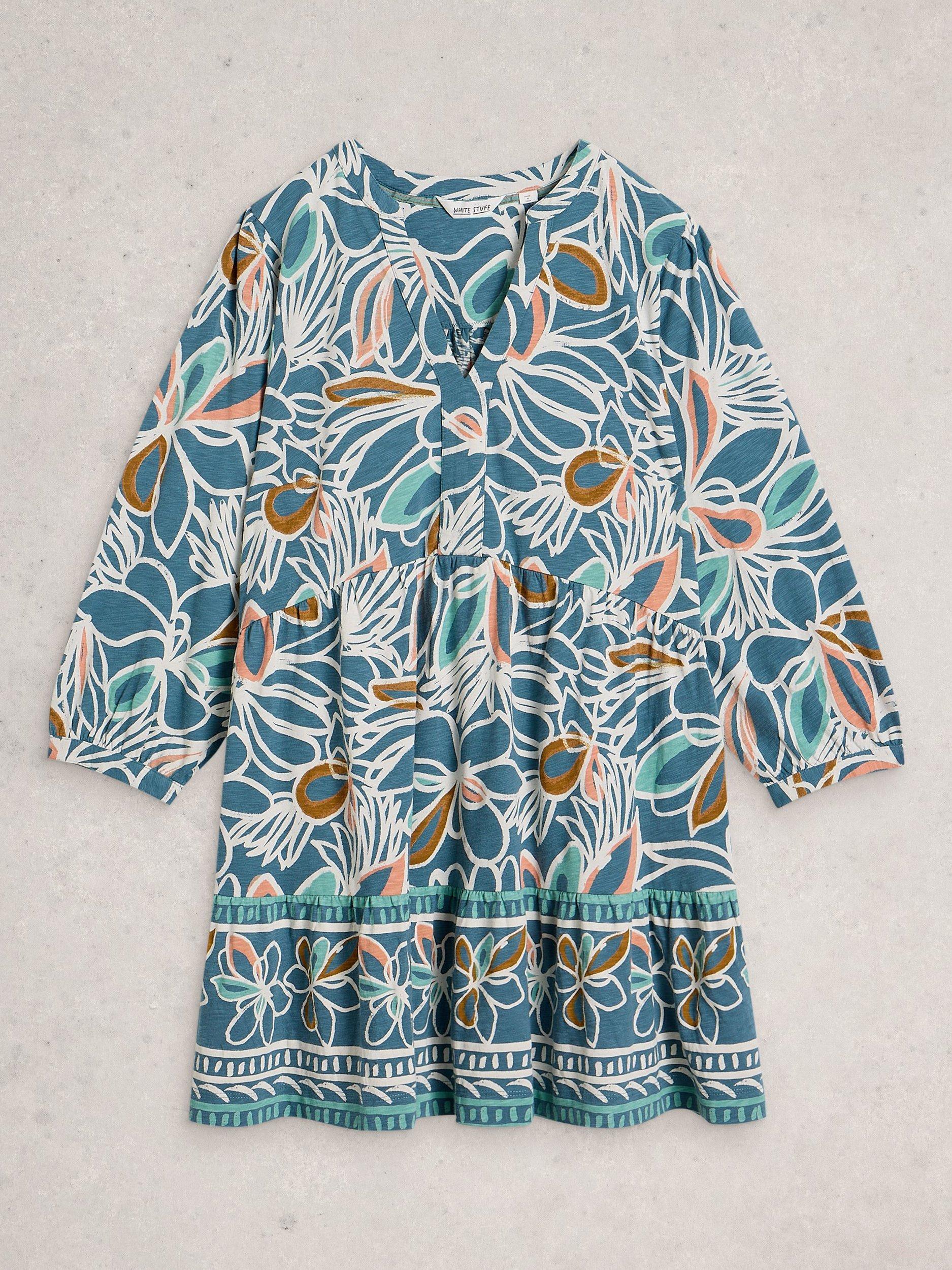 Product image 3 of 6, which shows White Stuff Marta V-Neck Tunic, Teal, 6