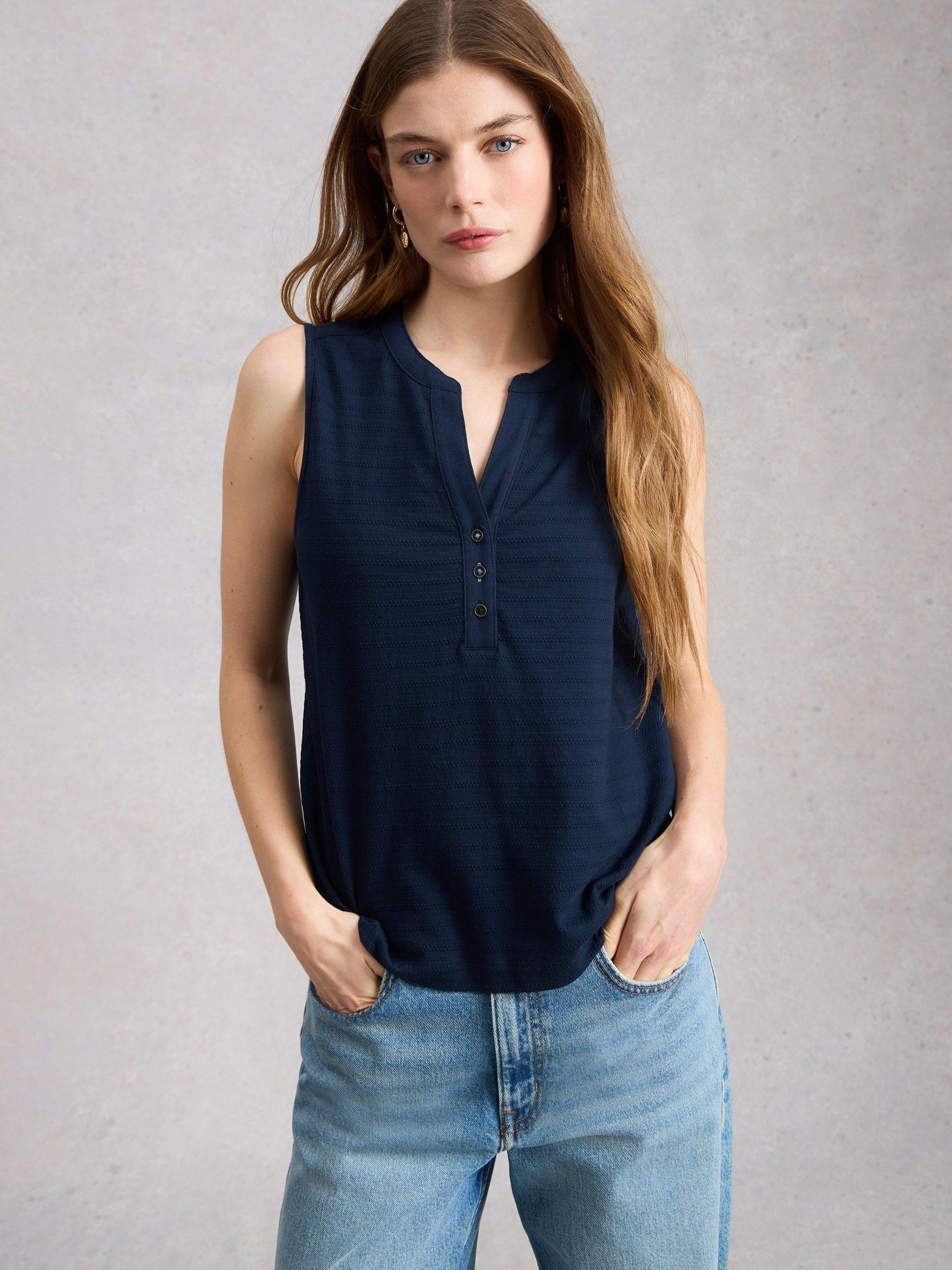 Product image 1 of 2, which shows White Stuff Nora Cotton Vest, Navy, 6
