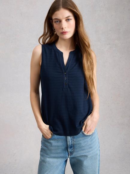 White Stuff Nora Cotton Vest, Navy
