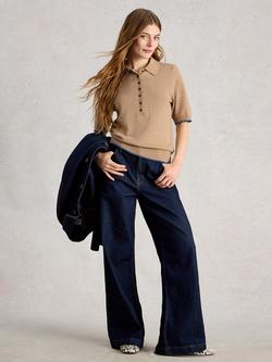 White Stuff Poppy Knit Polo Shirt, Natural