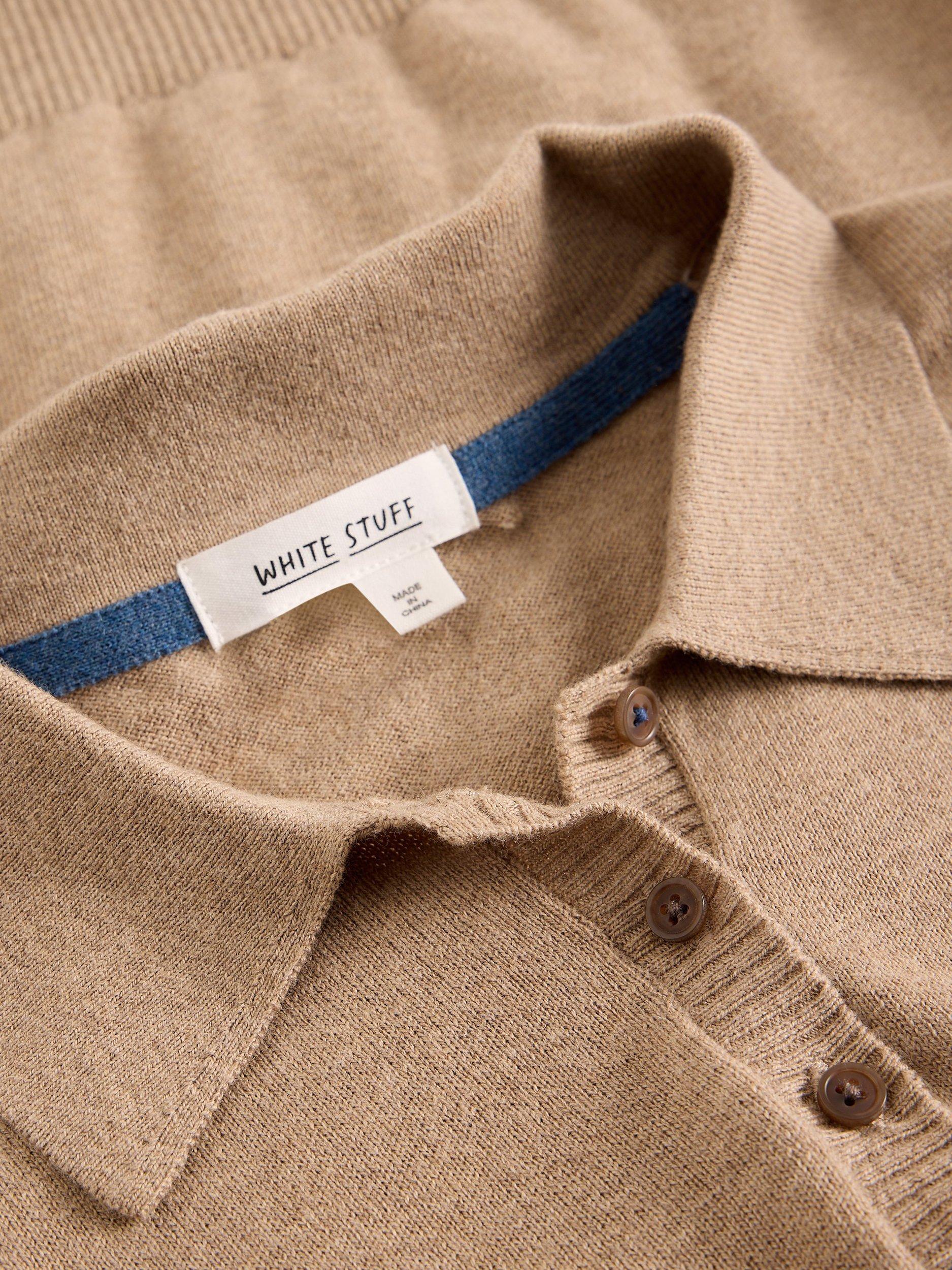 Product image 6 of 6, which shows White Stuff Poppy Knit Polo Shirt, Natural, 6