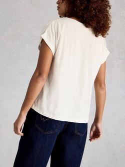 White Stuff Rachel Ruched Yoke T-Shirt, White - view 2, White