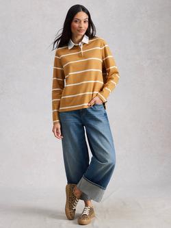White Stuff Stella Stripe Rugby Shirt, Yellow, Yellow