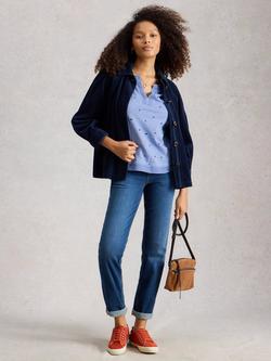 White Stuff Weaver Embroidered Spot T-Shirt, Blue/Multi, Blue/Multi