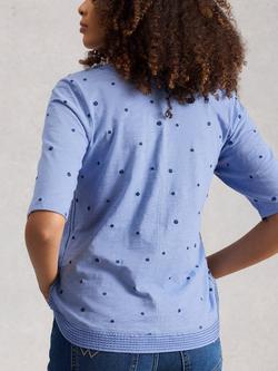 White Stuff Weaver Embroidered Spot T-Shirt, Blue/Multi - view 2, Blue/Multi