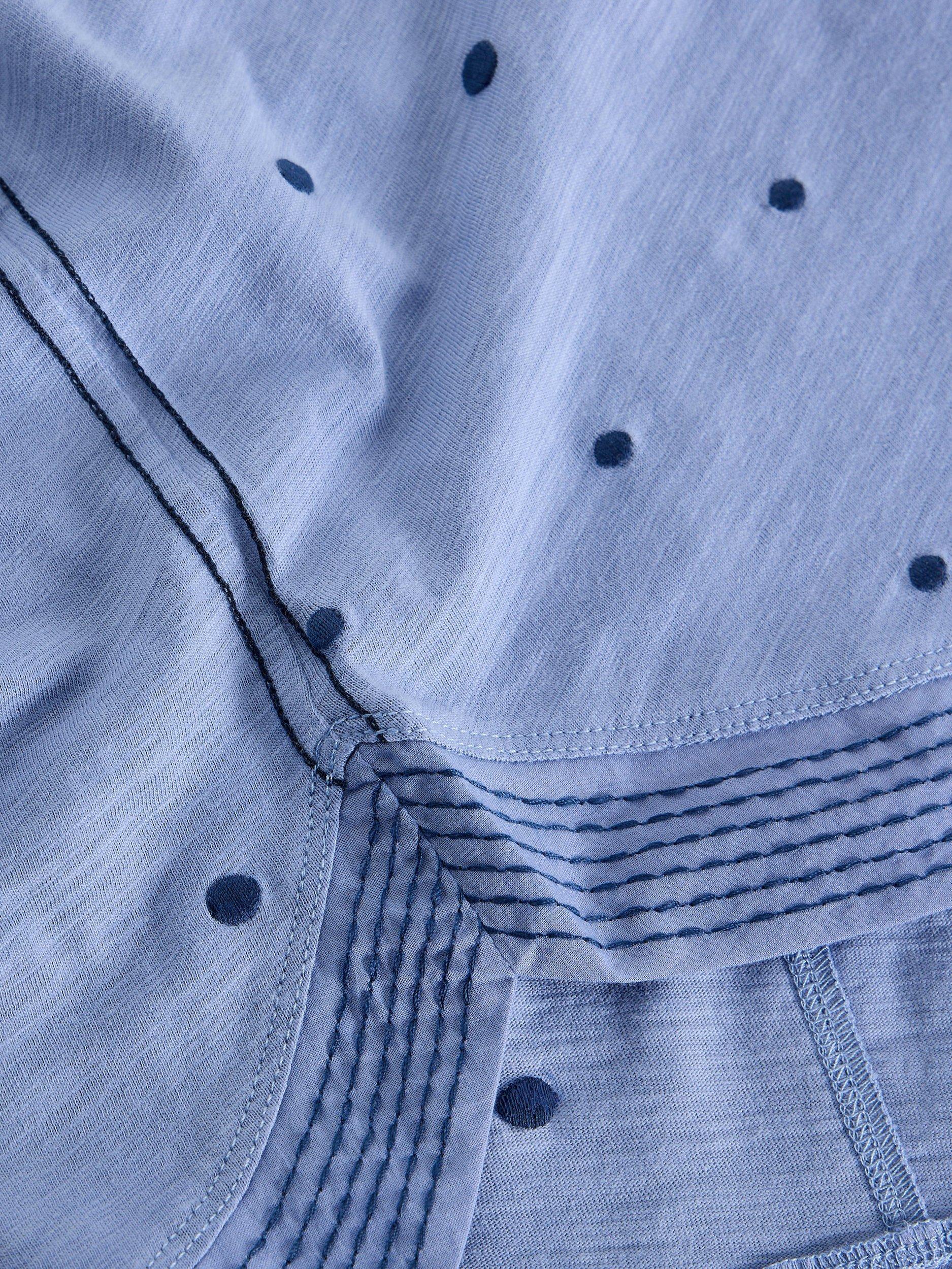 Product image 6 of 6, which shows White Stuff Weaver Embroidered Spot T-Shirt, Blue/Multi, 6