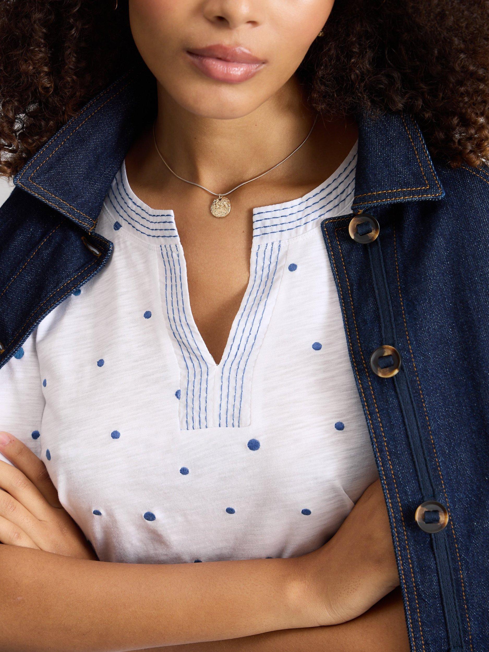 Product image 3 of 6, which shows White Stuff Weaver Embroidered Pure Organic Cotton Top, White, 6