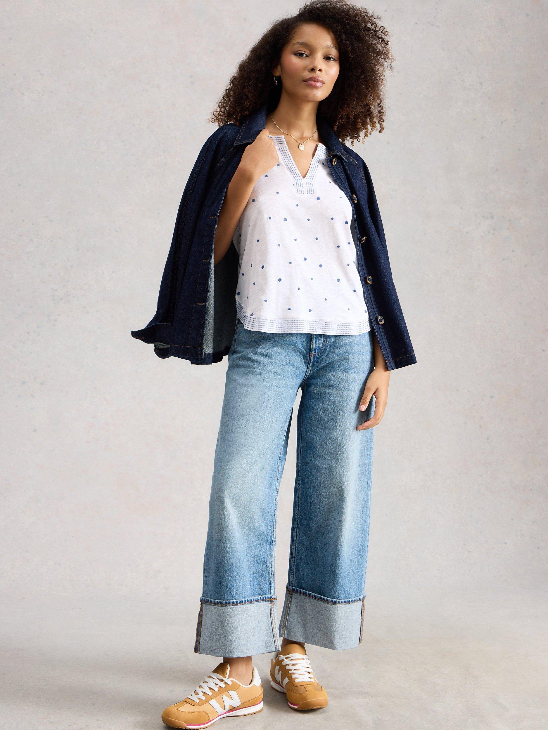 Product image 4 of 6, which shows White Stuff Weaver Embroidered Pure Organic Cotton Top, White, 6