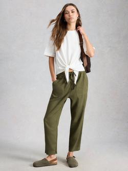 White Stuff Elle Linen Blend Trousers - view 2, Khaki