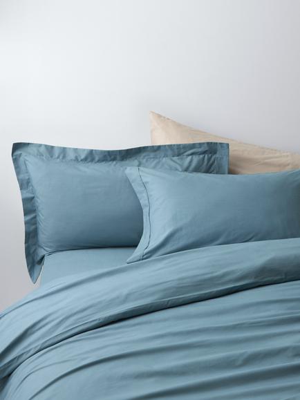 John Lewis Egyptian Cotton Percale Easy Care 400 Thread Count Bedding, Nordic Blue