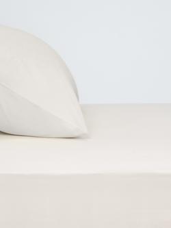 John Lewis Egyptian Cotton Percale Easy Care 400 Thread Count Flat Sheet, Cream