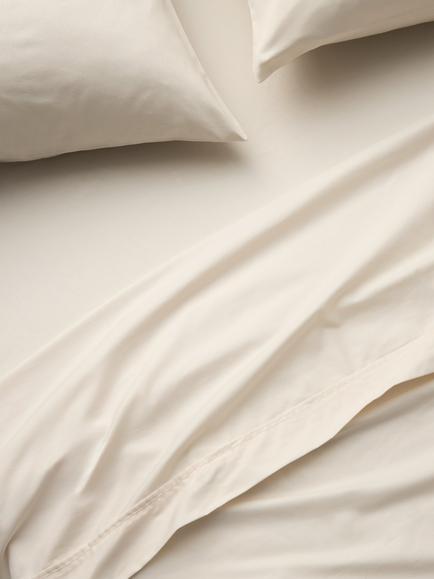 John Lewis Egyptian Cotton Percale Easy Care 400 Thread Count Flat Sheet, Cream