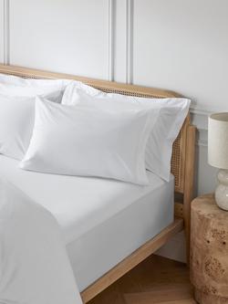 John Lewis Egyptian Cotton Percale Easy Care 400 Thread Count Fitted Sheet - view 2, White