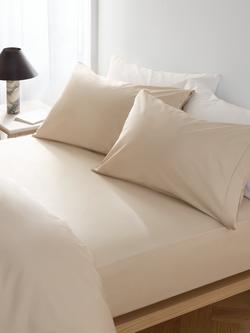 John Lewis Egyptian Cotton Percale Easy Care 400 Thread Count Fitted Sheet - view 2, Almond