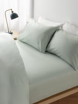 John Lewis Egyptian Cotton Percale Easy Care 400 Thread Count Fitted Sheet - view 2, Ice Mint