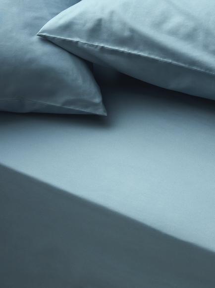 John Lewis Egyptian Cotton Percale Easy Care 400 Thread Count Fitted Sheet, Nordic Blue