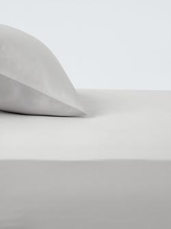 John Lewis Egyptian Cotton Percale Easy Care 400 Thread Count Fitted Sheet, Light Grey