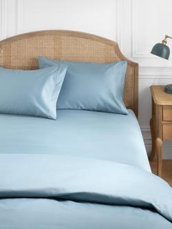 John Lewis Luxury Egyptian Cotton Sateen 600 Thread Count Deep Fitted Sheet - view 2, Nordic Blue
