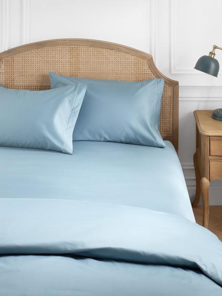 John Lewis Egyptian Cotton Sateen 600 Thread Count Extra Deep Fitted Sheet - view 2, Nordic Blue