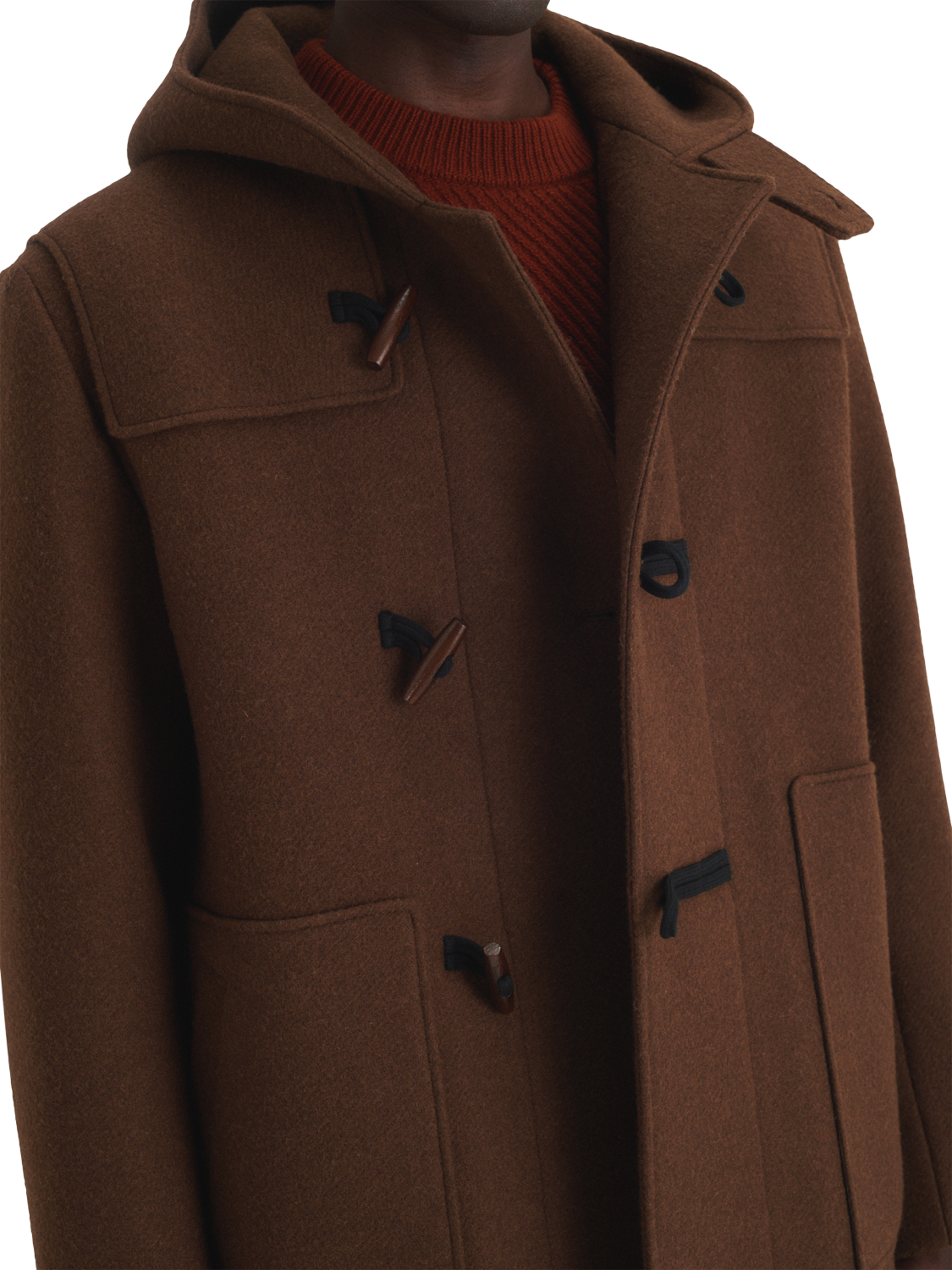 Product image 4 of 7, which shows Maison Standards Hampshire Duffle Coat, Dark Brown, S